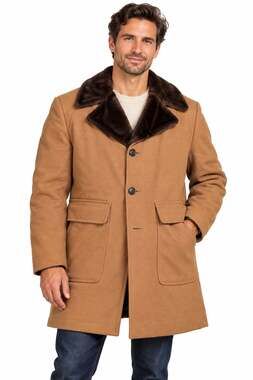 Vintage Sears Men’s Store Faux Shearling Ranch Coat Camel Brown 42 Tall